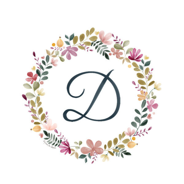 Abecedario Floral en Acuarela "D"– Elegancia y naturaleza en cada letra