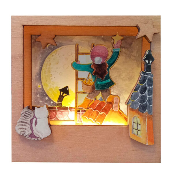 Dormilona "Atrapaestrellas" – Diorama Iluminado Artesanal