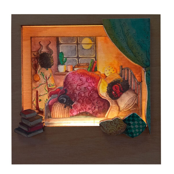 Dormilona "Dimoni dormit" – Diorama Iluminado Artesanal - Imagen 2