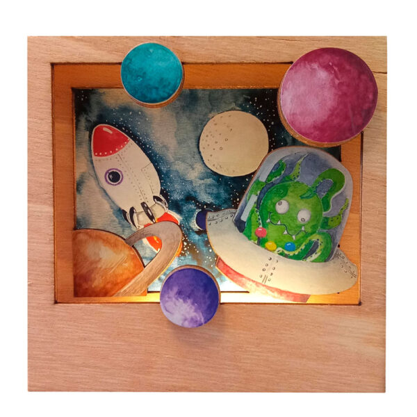 Dormilona "Explorador Espacial" – Diorama Iluminado Artesanal