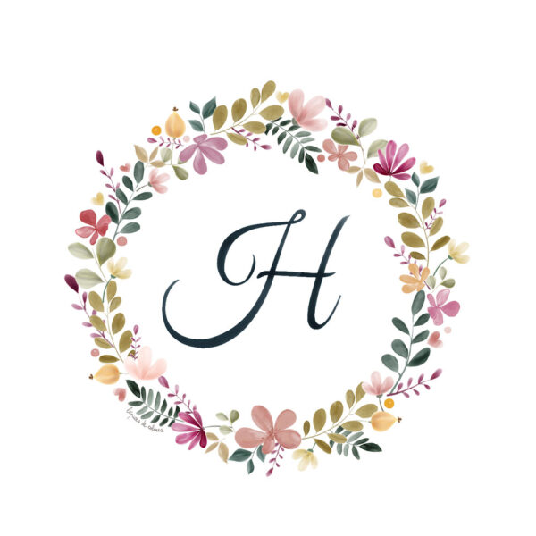 Abecedario Floral en Acuarela "H"– Elegancia y naturaleza en cada letra