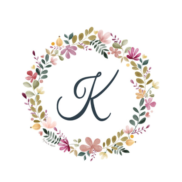 Abecedario Floral en Acuarela "K"– Elegancia y naturaleza en cada letra