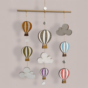 Móvil Infantil Artesanal – Globos Aerostáticos y Nubes