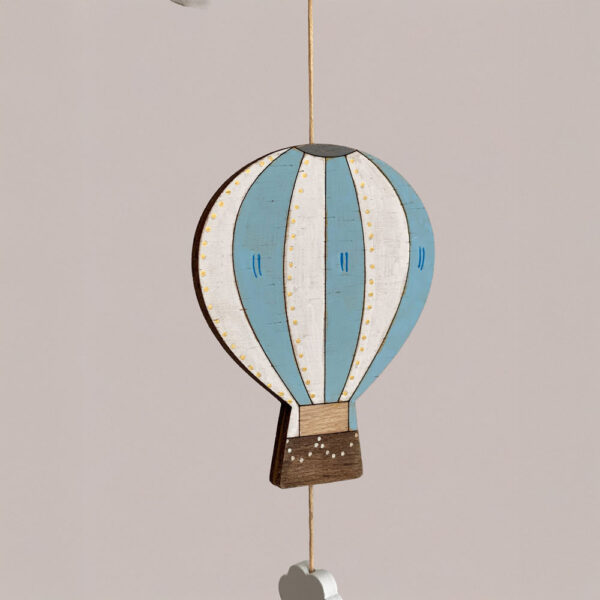 Móvil Infantil Artesanal – Globos Aerostáticos y Nubes - Imagen 2