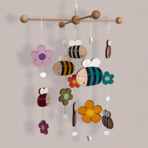 Móvil Infantil Artesanal – Abejas y Flores