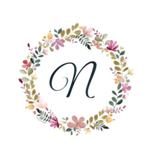 Abecedario Floral en Acuarela "N"– Elegancia y naturaleza en cada letra