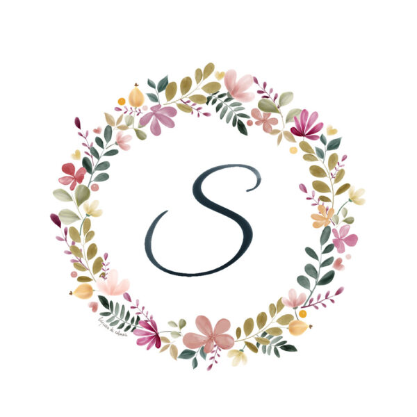 Abecedario Floral en Acuarela "S"– Elegancia y naturaleza en cada letra