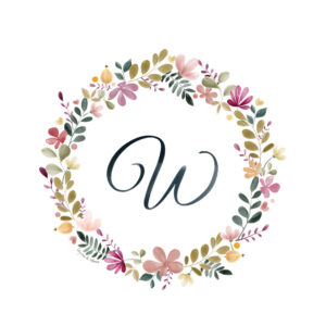 Abecedario Floral en Acuarela "W"– Elegancia y naturaleza en cada letra